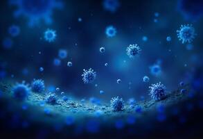 Blue viruses on a dark background photo