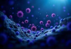 A group of viruses in a dark blue background photo