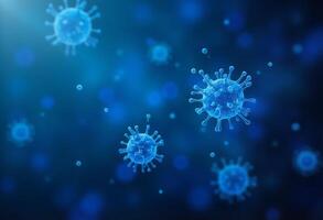 Bio Particles on Dark Blue Background photo