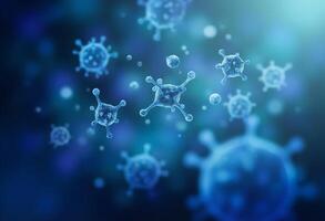 Virus and Germ Spread on Blue Surface photo