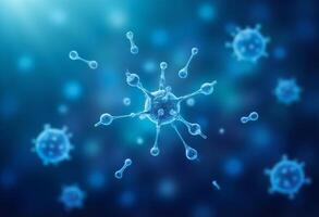 Abstract Virus Structure on Blue Background photo