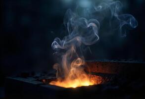 Flaming Pit in Blackness photo