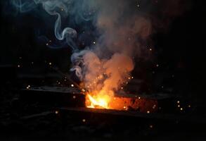 A close up of a piece of metal being melted photo