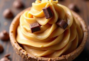 Smooth Caramel Frosting Closeup photo