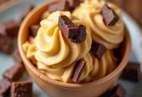Caramel Cream Cupcake with Chocolate Chips photo