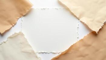 Beige Paper Stack with Ripped Edges photo
