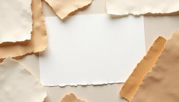 Torn paper with blank paper on top of it photo