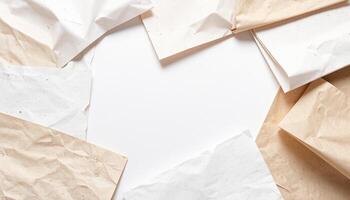 Crumpled paper background with copy space photo
