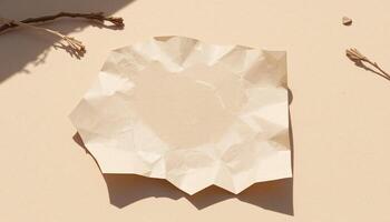 A piece of paper with a piece of dried up paper on it photo