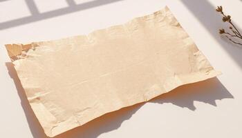 A piece of paper on a white surface with a window photo