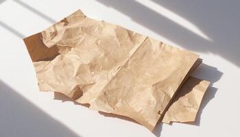 A piece of brown paper on a white surface photo