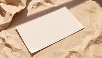 Blank paper on a crumpled paper background photo