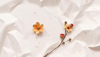 A flower on top of a crumpled paper photo