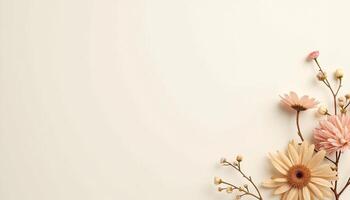 Flowers on a white background with copy space photo