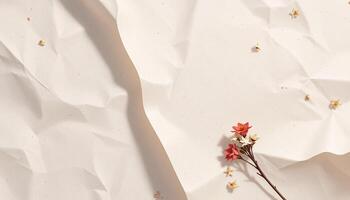 Crumpled paper with flowers and stars photo