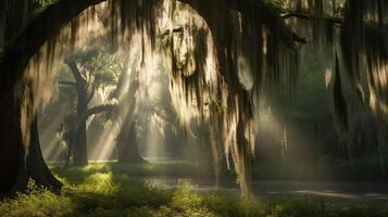 dense spanish moss tree photo
