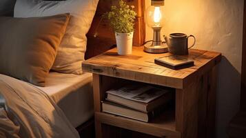 rustic table bedside photo