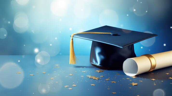 cap blue graduation background