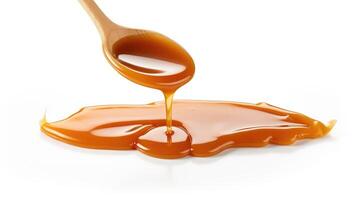 sauce caramel isolated on white photo