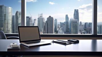 corporate blank computer on desk photo