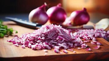 up chopped red onion photo