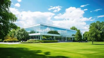 sleek suburban office building photo