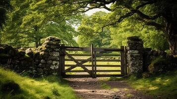 unpainted wooden gate photo