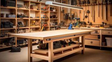 modern wood shop table photo
