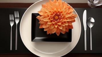 sleek autumn table setting photo