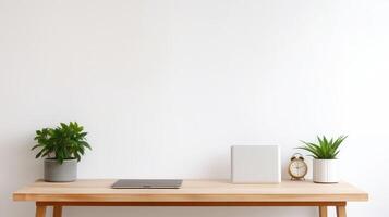 workspace blank wall with table photo