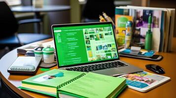study green notebook photo