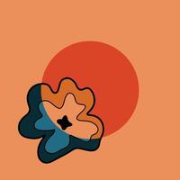 Abstract Floral Four Leaf Clover Overlapping with Orange Circle design illustration vector