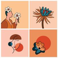 Orange Flower Theme Multiple Design in Ornament Petals Abstract Geometric Illustration vector