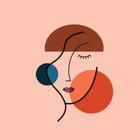 Abstract Geometric Simple Female Face Shape Outline Design Illustration vector