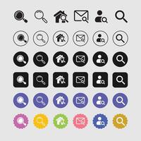 Search and Contact Icons, Essential symbols for website navigation, including search, home, email, and user profiles vector