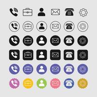Business and Communication Icon Set Featuring 42 Line Art Symbols Representing Phone Briefcase Envelope Person Settings and Contact Options for Digital and Print Design vector