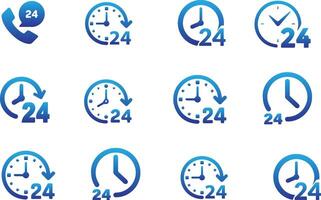 a set of clock icons on a white background vector