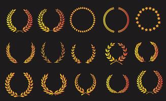 a set of laurel wreaths on a black background vector
