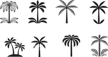 palm trees set of icons vector
