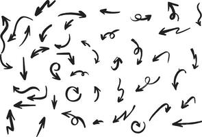 a set of many different arrows drawn in black ink vector