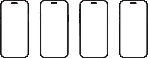 four different types of smartphones on a white background vector