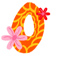 A colorful letter o with flowers and a circle png