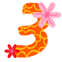 A number three with flowers and a number three png