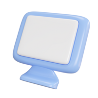 3D blue computer screen with blank display. Ideal for web analytics, social media, online shopping concepts. Represents internet, gaming, digital communication. Minimal design with copy space. png