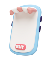 3D blue mobile phone with store front, Ideal for online shopping concepts. Minimal and modern design. png