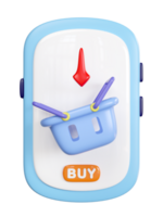 3d online store, add to cart concept with mobile phone, shopping cart, basket isolated. floating smartphone, online shopping, 3d render illustration png