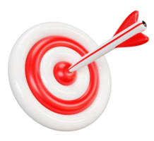 3d red white target cartoon with dart icon isolated. business accuracy target, Investment ,finance, success concept, 3d render illustration png