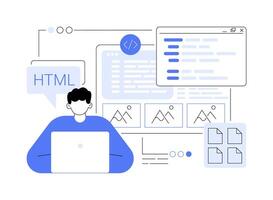 HTML coding isolated cartoon illustrations. vector