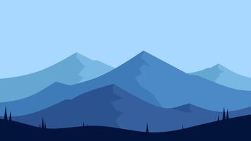 Landscape of mountain range scenery. Panoramic view of mountain peaks and ridges. Scenic landscape with majestic mountain range and ridges under blue sky vector