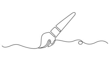 A Continuous One line drawing of a paintbrush. vector